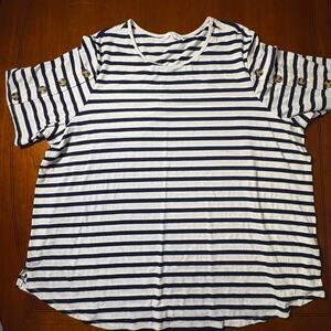 89th + Madison Dark Blue/Black and White Striped Top Size 3X